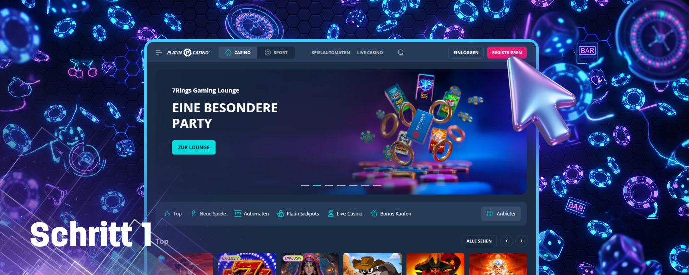 Um sich bei Platin Casino anzumelden, müssen Sie die Website besuchen